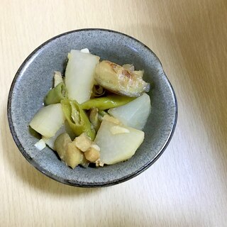 ナスと大根とシシトウオイスターソース煮